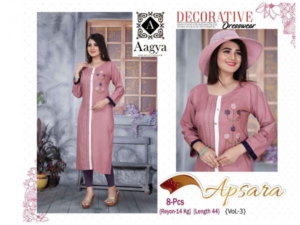 Aagya Apsara 3 Designer Rayon Embroidery Kurti